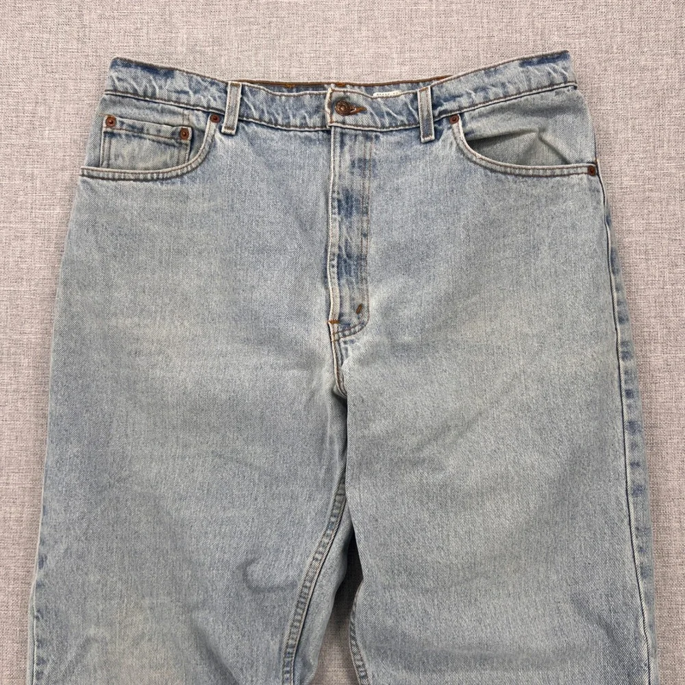 VTG 90s Levis 550 Jeans Men 40x34 Relaxed Tapered USA Made Light Wash Batwing